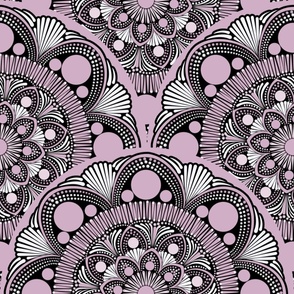 24” Intangible Pink Lavender Dot Mandala Scallop - Large