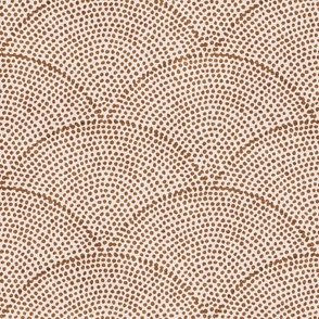 Serene Space- Relaxing Seigaiha Dots- Zen Arches- Abstract Boho Wallpaper- Bohemian Spa- Yoga Studio- Meditation Room- Japandi- Santa Fe on Beige- Caramel Brown- Earth Tones- 9A6841-  Medium