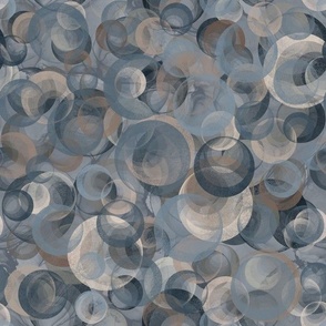 Floating Bubbles Serene Wallscapes in blue and beige hues