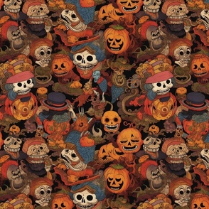 japanese skulls and pumpkins at halloween timeg