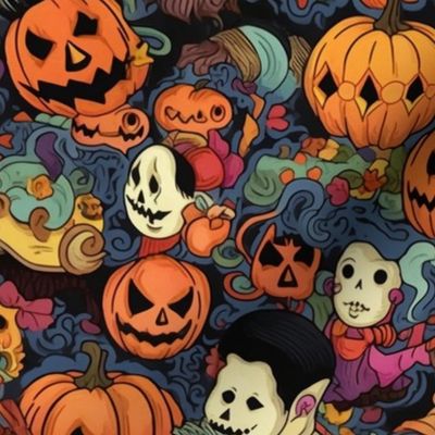 pumpkin ghosts in japanese anime halloween
