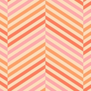 Pink and Orange Sherbet Chevron Stripes - Medium