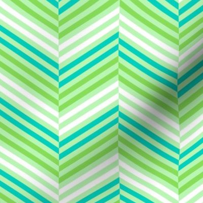 Pastel Green and Teal Chevron Stripes  - Medium