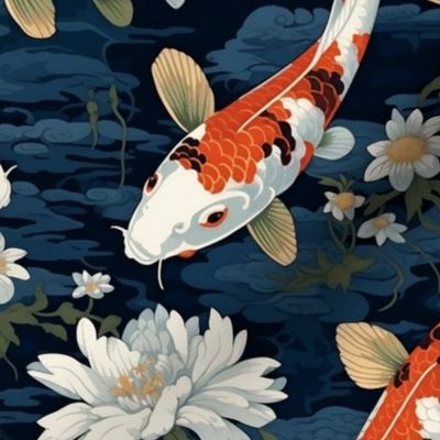 koi fish in a japanese pond