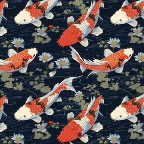 koi fish in the japanese pond