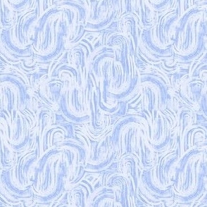 Abstract Curved Brushstrokes - Ditsy Scale - Cornflower Blue and White Lines Arches Curves Boho Curvy