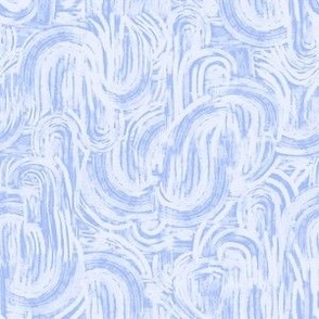 Abstract Curved Brushstrokes - Small Scale - Cornflower Blue and White Lines Arches Curves Boho Curvy