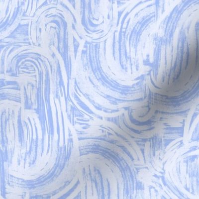Abstract Curved Brushstrokes - Medium Scale - Cornflower Blue and White Lines Arches Curves Boho Curvy