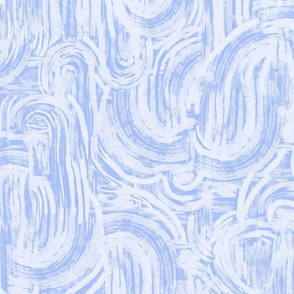 Abstract Curved Brushstrokes - Large Scale - Cornflower Blue and White Lines Arches Curves Boho Curvy