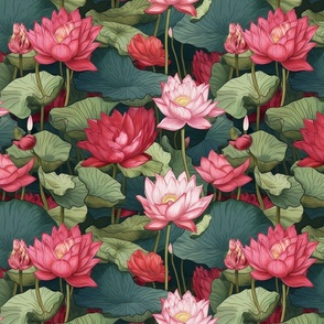 pink and red japanese lotus flowers