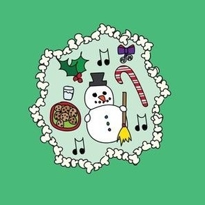 Snowman Popcorn on Green