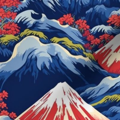 vibrant japanese mountain landscape