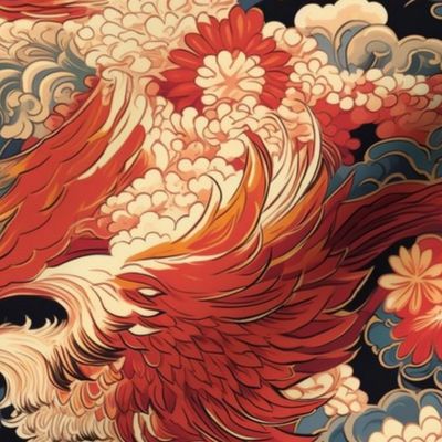 japanese phoenix fire bird inspired by yoshitoshi