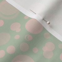 SMALL - Bubbles of various sizes with blurry edges inspired by sun flares - Sage Green Peachy Rose