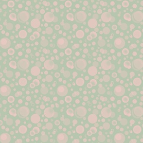 SMALL - Bubbles of various sizes with blurry edges inspired by sun flares - Sage Green Peachy Rose