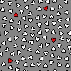 Heart Outline on Gray with occasional Red