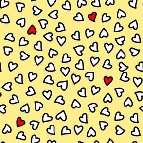 Heart Outline on Yellow with occasional Red