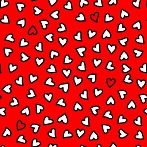 Heart Outline on Red with occasional Red Heart