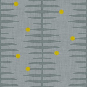 Frequency Pattern with Dots - Grey & Gold - Large