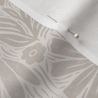 Serene Floral Blockprint - subtle textured neutral - grey taupe - large