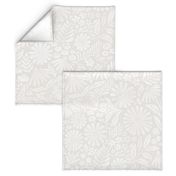 Serene Floral Blockprint - subtle textured neutral - white on taupe - large