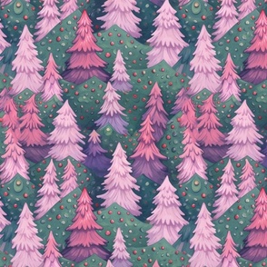 pastel christmas tree forest