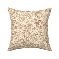 Lush Overlapping Textured Foliage in Creme, Beige, Brown Tones