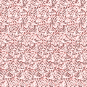 24 Serene Space- Relaxing Seigaiha Dots- Zen Arches- Abstract Boho Wallpaper- Bohemian Spa- Yoga Studio- Meditation Room- Coral on White- Pastel Red- Christmas- Holidays- Small