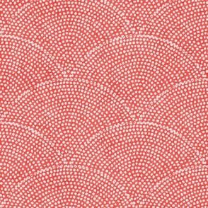 24 Serene Space- Relaxing Seigaiha Dots- Zen Arches- Abstract Boho Wallpaper- Bohemian Spa- Yoga Studio- Meditation Room- White on Coral- Pastel Red- Christmas- Holidays- Medium