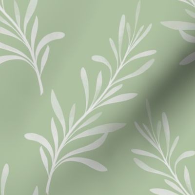 Serene Sprigs - white on pale green