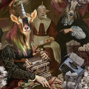 Writers Block Goat Unicorns digital collage