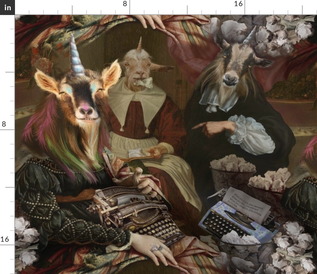 Writers Block Goat Unicorns digital collage