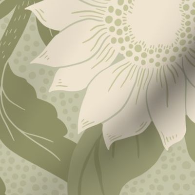 Light Sage Green Sunflowers - Large