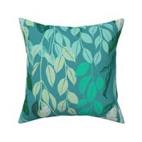 Leafy Tranquillity-Aqua blue and greens