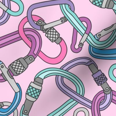 Carabiners on Pink (Medium Scale)