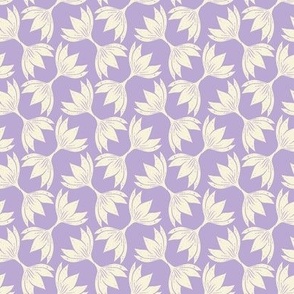 (small 2x2)  Crocus Checker / Off-white on Lilac Purple / coordinate for Crocus Garden / see collections