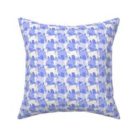 [Small] Cats looking left and right - cornflower blue and white monochromatic: cute contemporary hand drawn animal print for kids