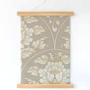 L // Rusty Scallop Peony Design in Muted Beige & Gold