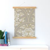 L // Rusty Scallop Peony Design in Muted Beige & Gold