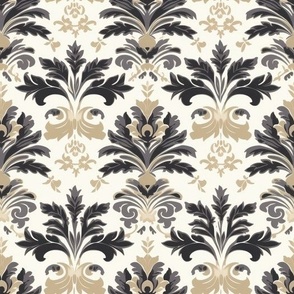 Charcoal Neutral Damask