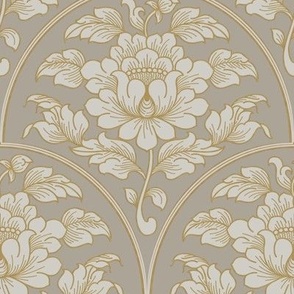 XS // Rusty Scallop Peony Design in Muted Beige & Gold