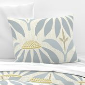 Meadow coneflowers in pale blue and gold on cream