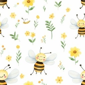 cute watercolor bees