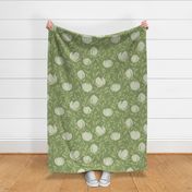 Wild Floral Vines Green  Textured