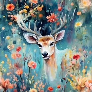 Oil painting deer