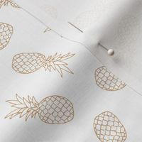 Tossed hand drawn pineapples summer fruit design beige on white