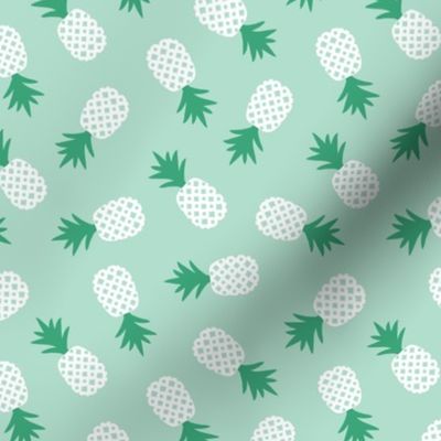 Island vibes tropical hawaii design pineapples tossed white green on mint