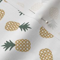 Island vibes tropical hawaii design pineapples tossed yellow green on white