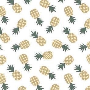 Island vibes tropical hawaii design pineapples tossed yellow green on white