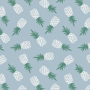 Island vibes tropical hawaii design pineapples tossed green white on gray